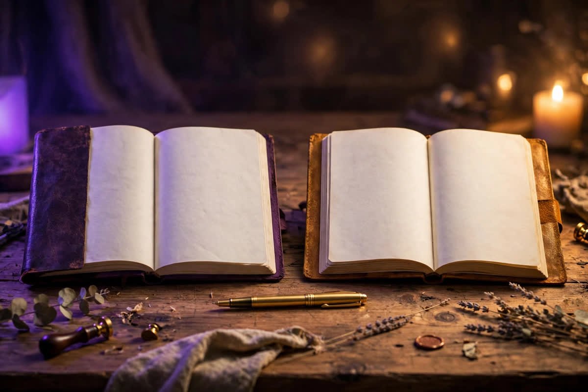 Two open journals side by side comparing 55x5 with other manifestation methods