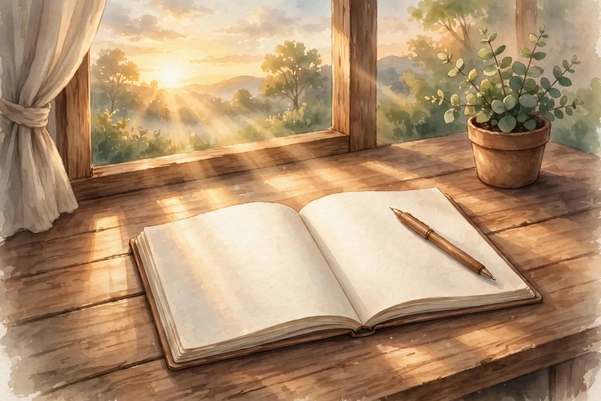 Peaceful morning journaling setup for a daily energy routine