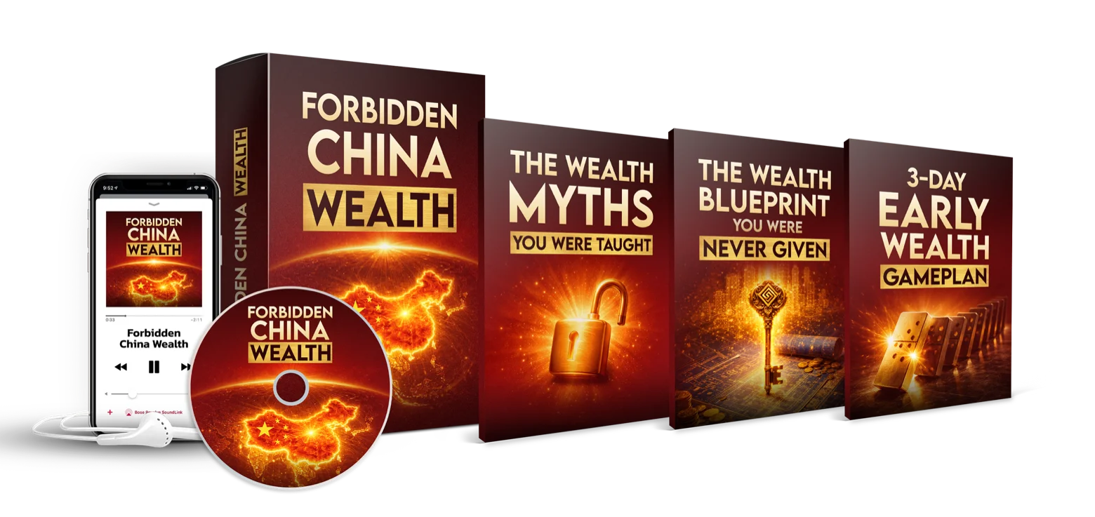 Forbidden China Wealth official product bundle — main audio plus three bonus ebooks