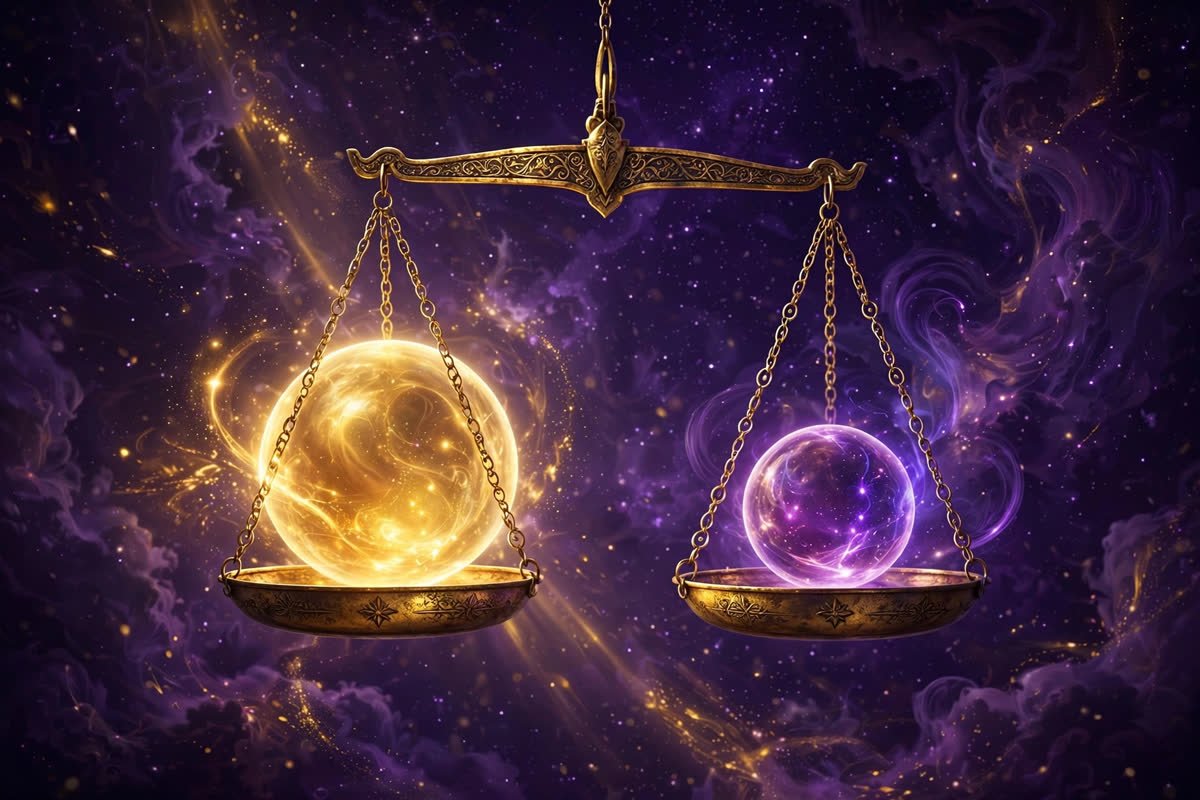 Golden balance scale with two glowing orbs — comparing The Last Wish and The Genius Wave fairly