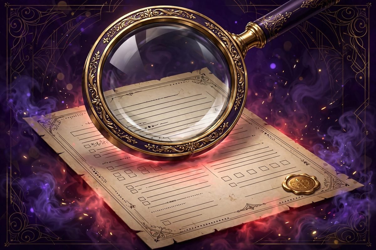 A magnifying glass over a contract document highlighting The Last Wish red flags to watch