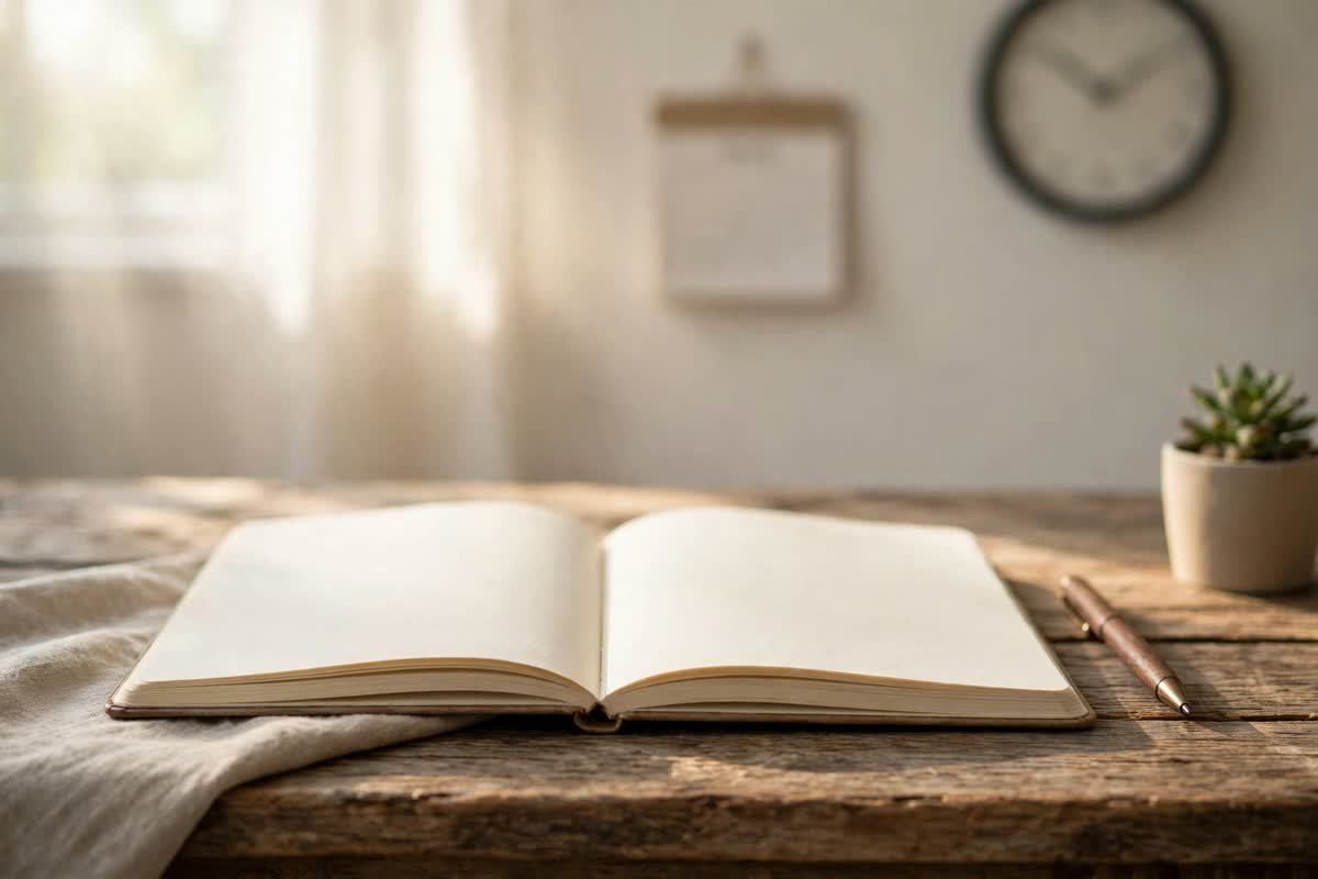 An open notebook and pen for a daily money visualization routine