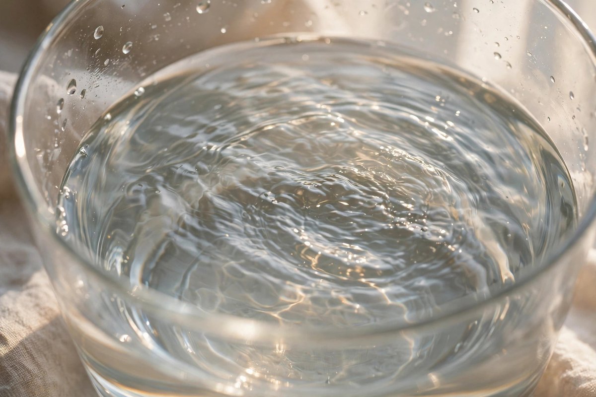 Clear water ripples in a glass in soft natural light