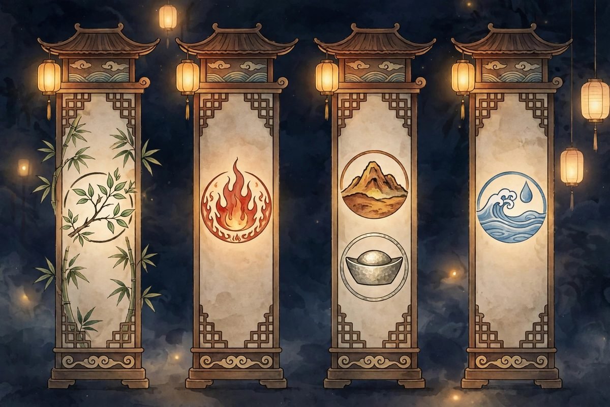 Illustration of the four pillars of BaZi astrology
